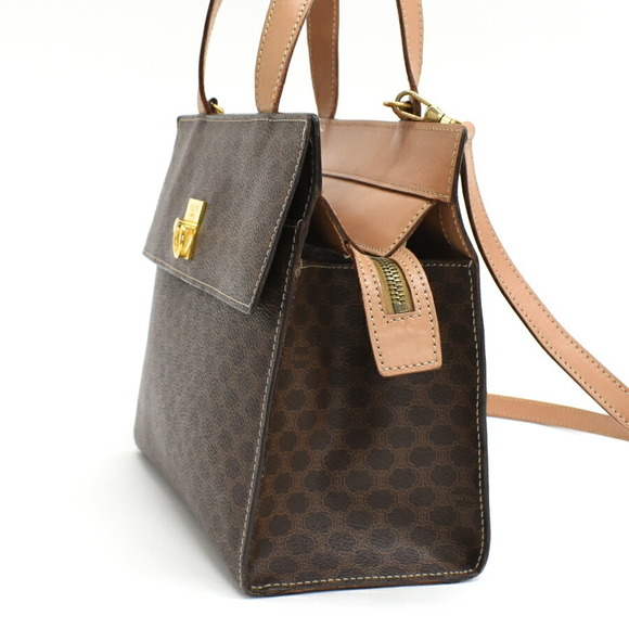 Celine Macadam Leather 2way Shoulder Handbag Brown - Picture 2 of 9